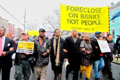 Protestors visit foreclosed homes