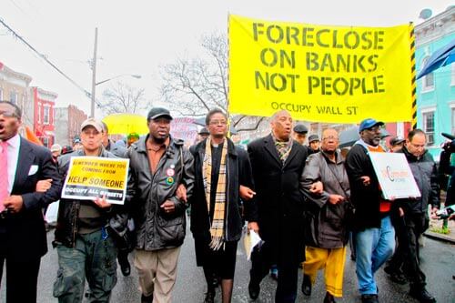 Protestors visit foreclosed homes
