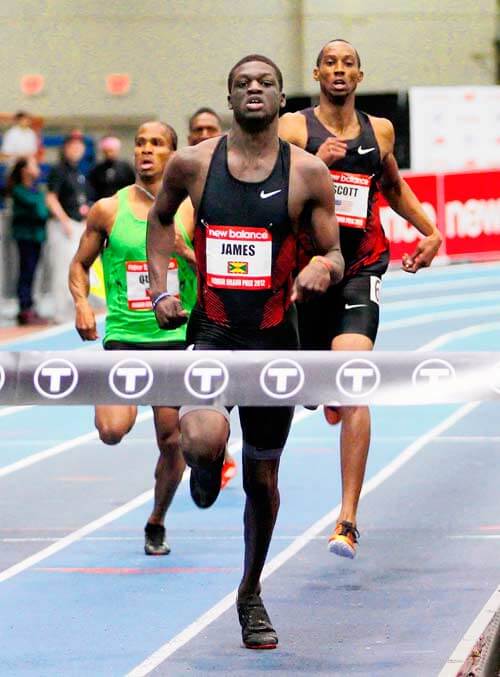 Kirani James wins 400 meters in Boston