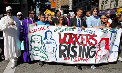 Workers rally for better wages|Workers rally for better wages