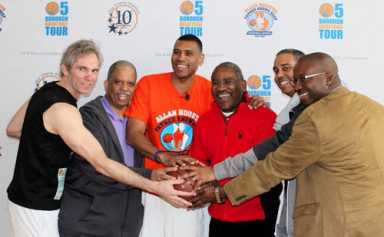 Fathers join children in basket ball shootout