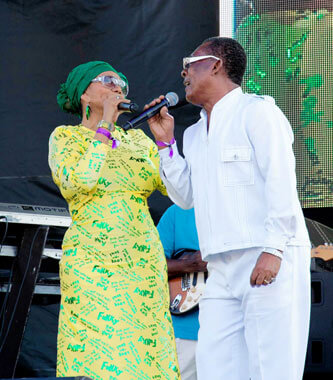 Marcia Griffiths and Ken Boothe performing at Groovin' in the Park, Queens.