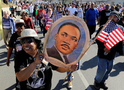 Robbie Thompson participates in a march honoring Martin Luther King Jr. in San Antonio in 2014.