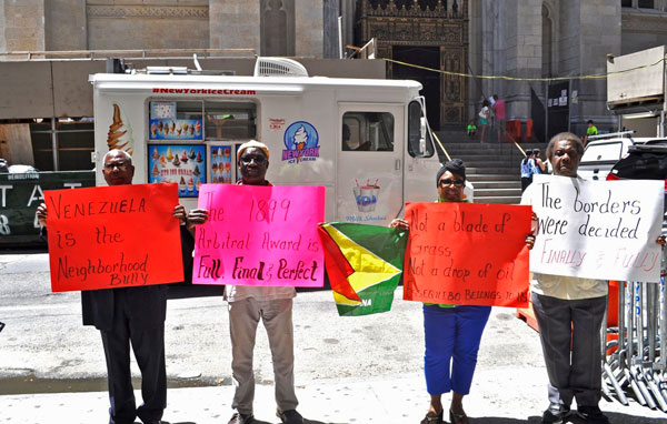 Guyanese protest outside Venezuelan Embassy