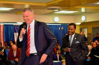 Eugene, de Blasio talk affordable housing