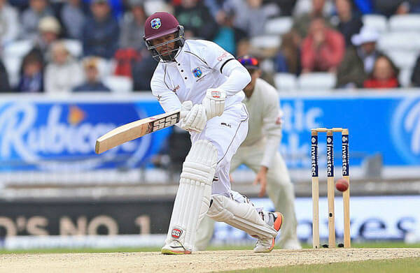 West Indies Shai Hope plays a shot against England during day five of the the second cricket Test match at Headingley Cricket Ground, Leeds, England Tuesday Aug. 29, 2017.|