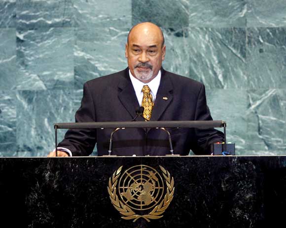 Desire Delano Bouterse; president of the Republic of Suriname addresses the U.N. General Assembly.
