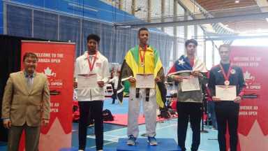 Brandon Sealy kicks for a second Jamaican gold in Canada Open