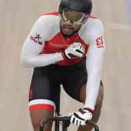 Trinidad and Tobago's Nicholas Paul celebrates after competing in the cycling track sprint men's semifinals heat 1 during the Pan American Games in Lima, Peru,Saturday, Aug. 3, 2019.