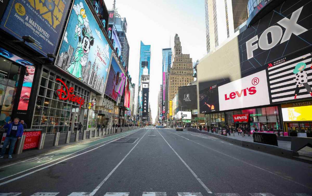 Times Square sleeps.
