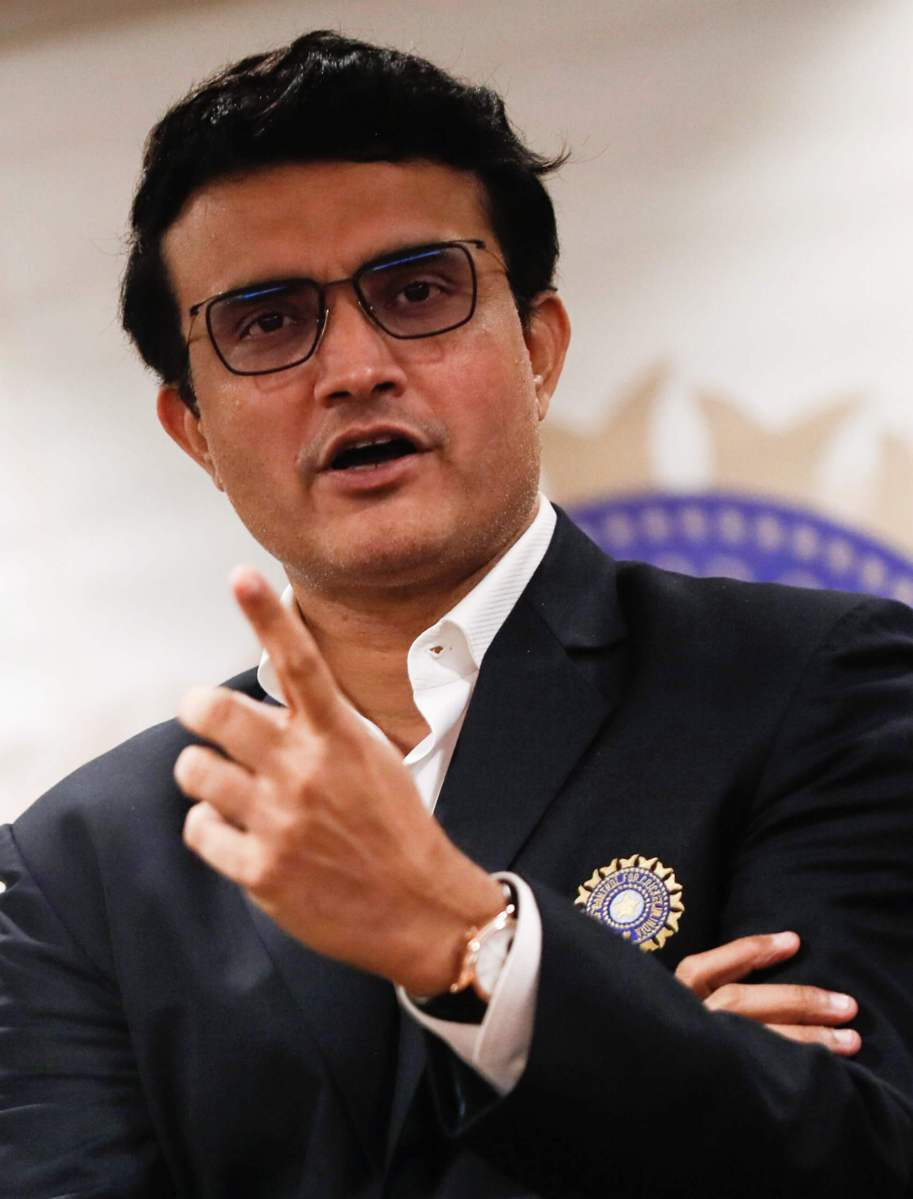 Former Indian cricketer and current BCCI, president Sourav Ganguly reacts after a press conference at the BCCI headquarters in Mumbai