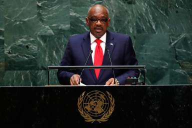 Prime Minister of Bahamas Hubert Minnis addresses the 74th session of the United Nations General Assembly at U.N. headquarters in New York