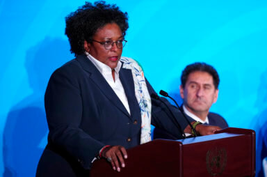 Barbados’ Prime Minister Mia Mottley speaks during the 2019 United Nations Climate Action Summit at U.N. headquarters in New York City, New York, U.S.