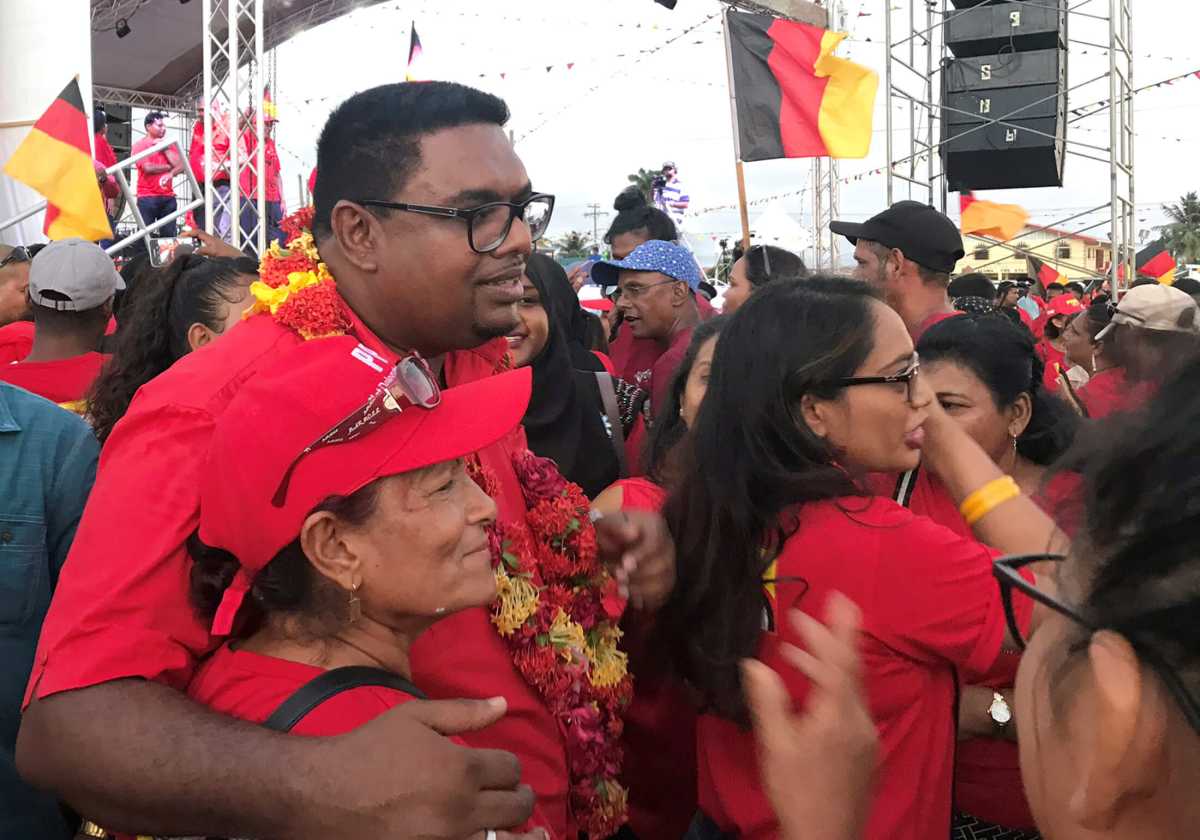 Ali, presidential candidate for Guyana’s opposition People’s Progressive Party, meets with supporters in Georgetown