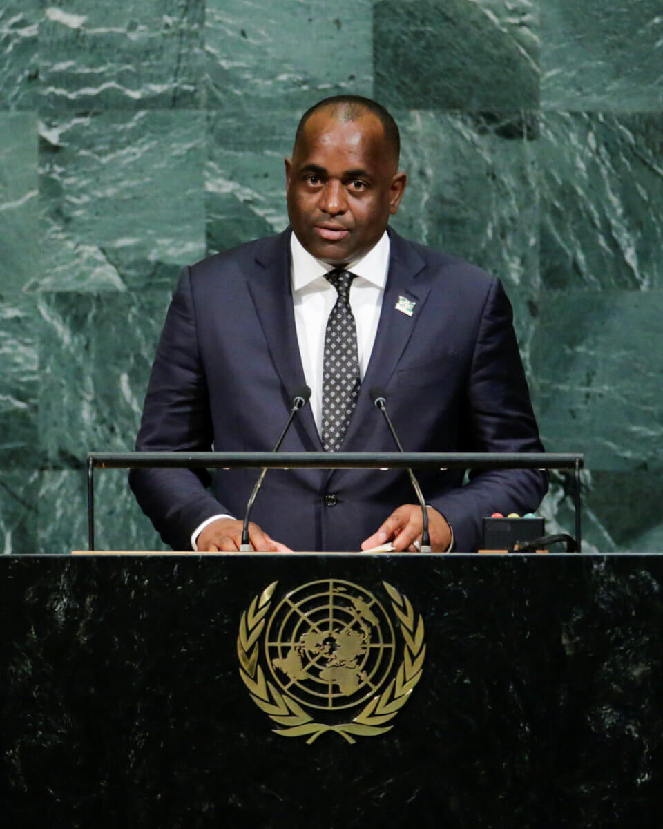 Dominica’s Prime Minister Skerrit addresses the 72nd United Nations General Assembly at U.N. headquarters in New York
