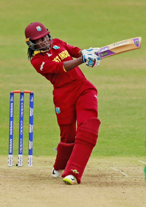 West Indies' Stafanie Taylor in action against Pakistan during the Women's Cricket World Cup in Leicester, Britain, July 11, 2017.