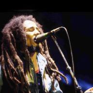 The late Jamaican Reggae singer Bob Marley performing on stage during a concert in Bourget, Paris, on July 3, 1980.