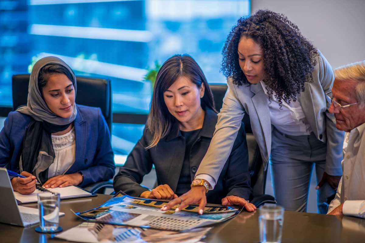 Employees focus at the work on hand.