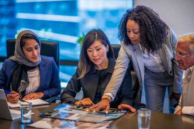 Employees focus at the work on hand.