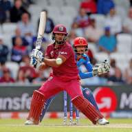 West Indies' Nicholas Pooran in action against Afghanistan in Headingley, Leeds, Britain on July 4, 2019.