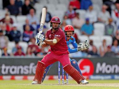 West Indies' Nicholas Pooran in action against Afghanistan in Headingley, Leeds, Britain on July 4, 2019.