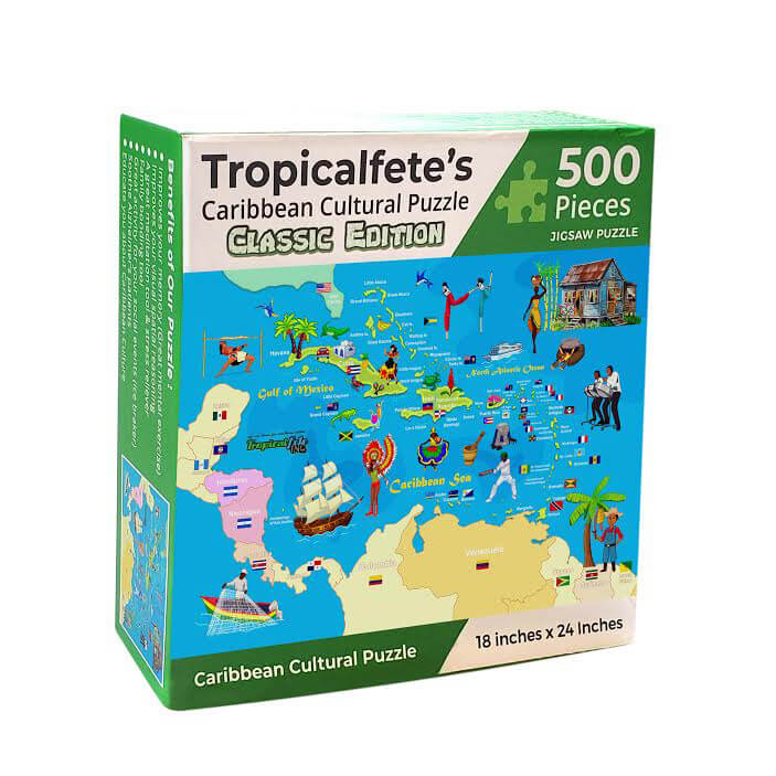 A box cover of Tropicalfete’s Caribbean Cultural jigsaw puzzle. Tropicalfete