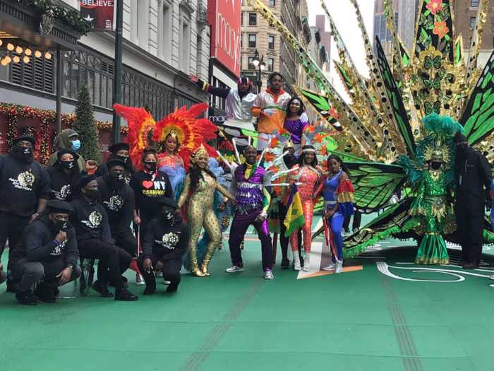 Sesame Flyers International, Kaisokah Moko Jumbies USA, Inc, Pan in Motion and Batingua Arts Cultural Dance Program, made their debut at the World-famous Macy's Thanksgiving Day parade in NYC.