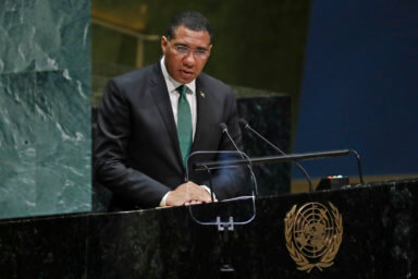 Jamaica's Prime Minister Andrew Holness at United Nations