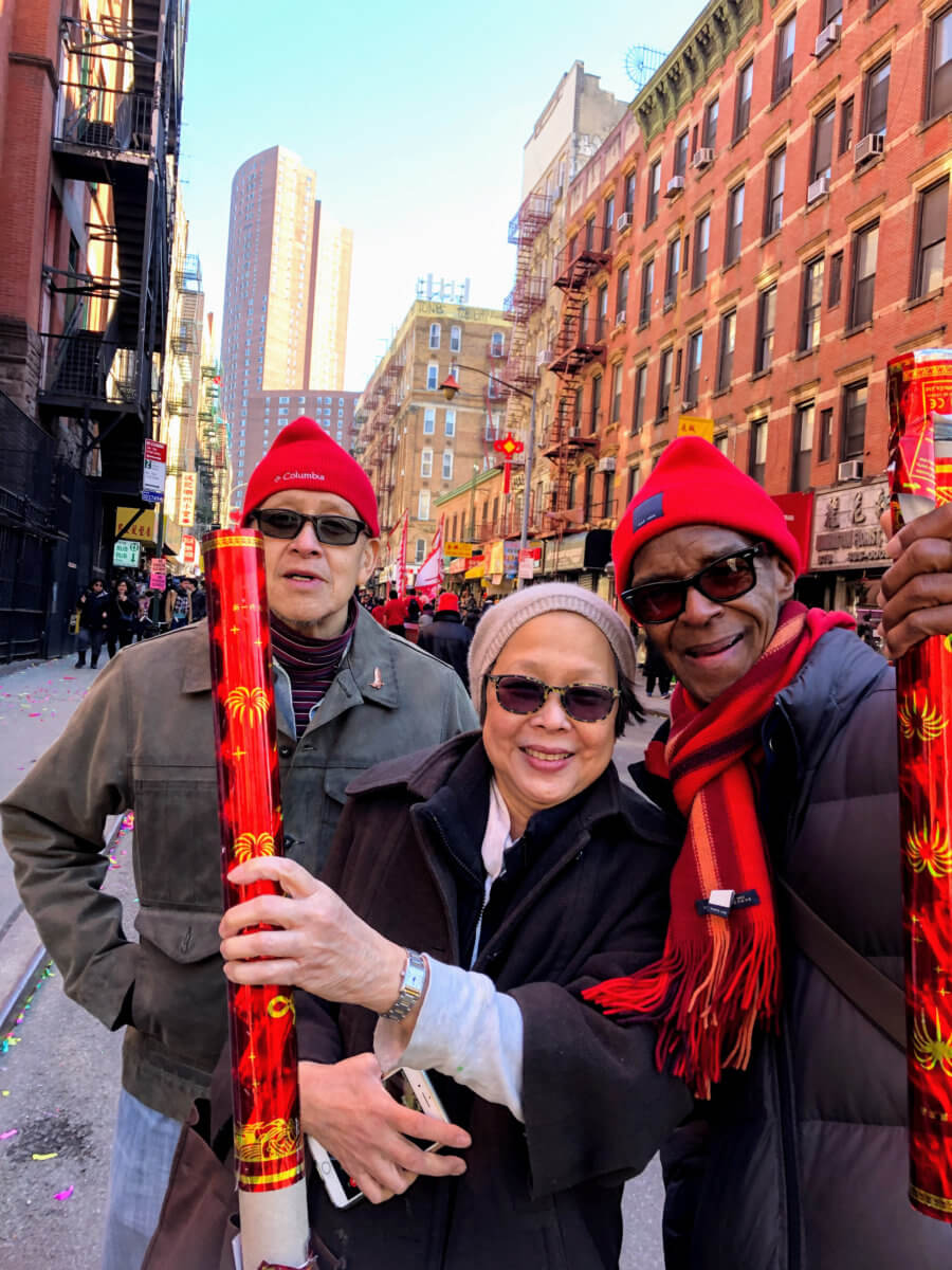 Tom Lee, Pam Lee and Everald in China Town in 2019.  Photo by Vinette K. Pryce