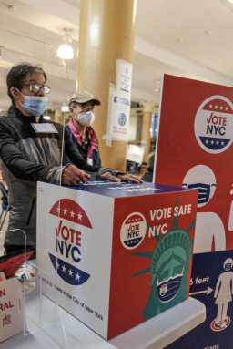 A box inside to drop off the absentee ballot.