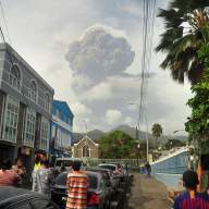 Ash and smoke billow as the La Soufriere volcano erupts in Kingstown on the eastern Caribbean island of St. Vincent April 9, 2021