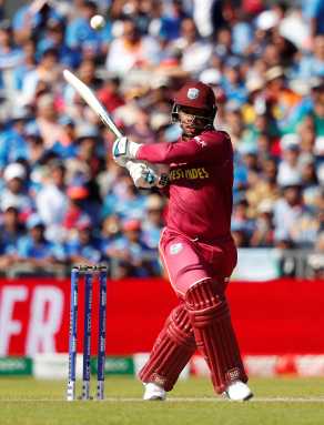 West Indies' Shimron Hetmyer in action against India at the Old Trafford, Manchester, Britain, June 27, 2019.
