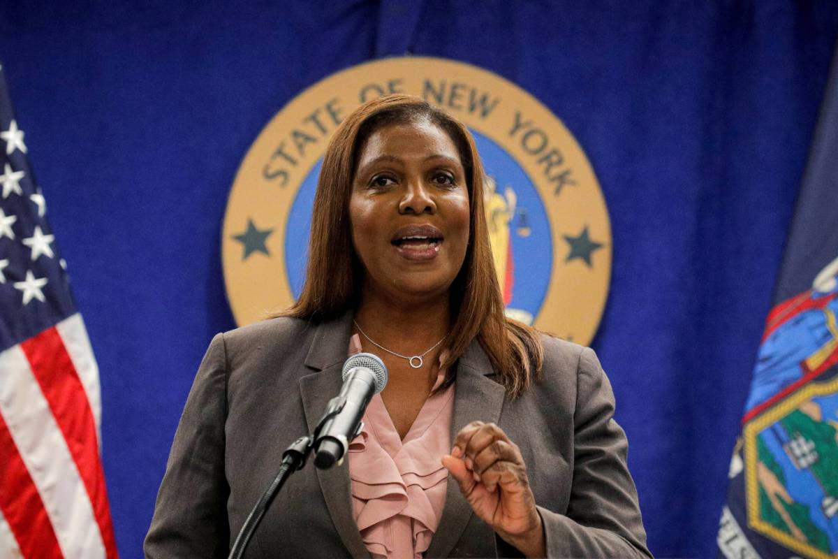 New York State Attorney General, Letitia James, speaks during a news conference, to announce criminal justice reform in New York City, U.S., May 21, 2021.
