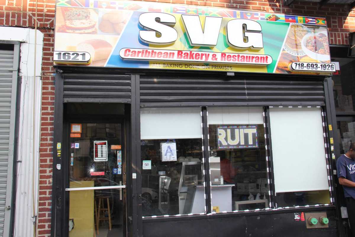 Signage at SVG-Caribbean Bakery.  Photo by Nelson A. King