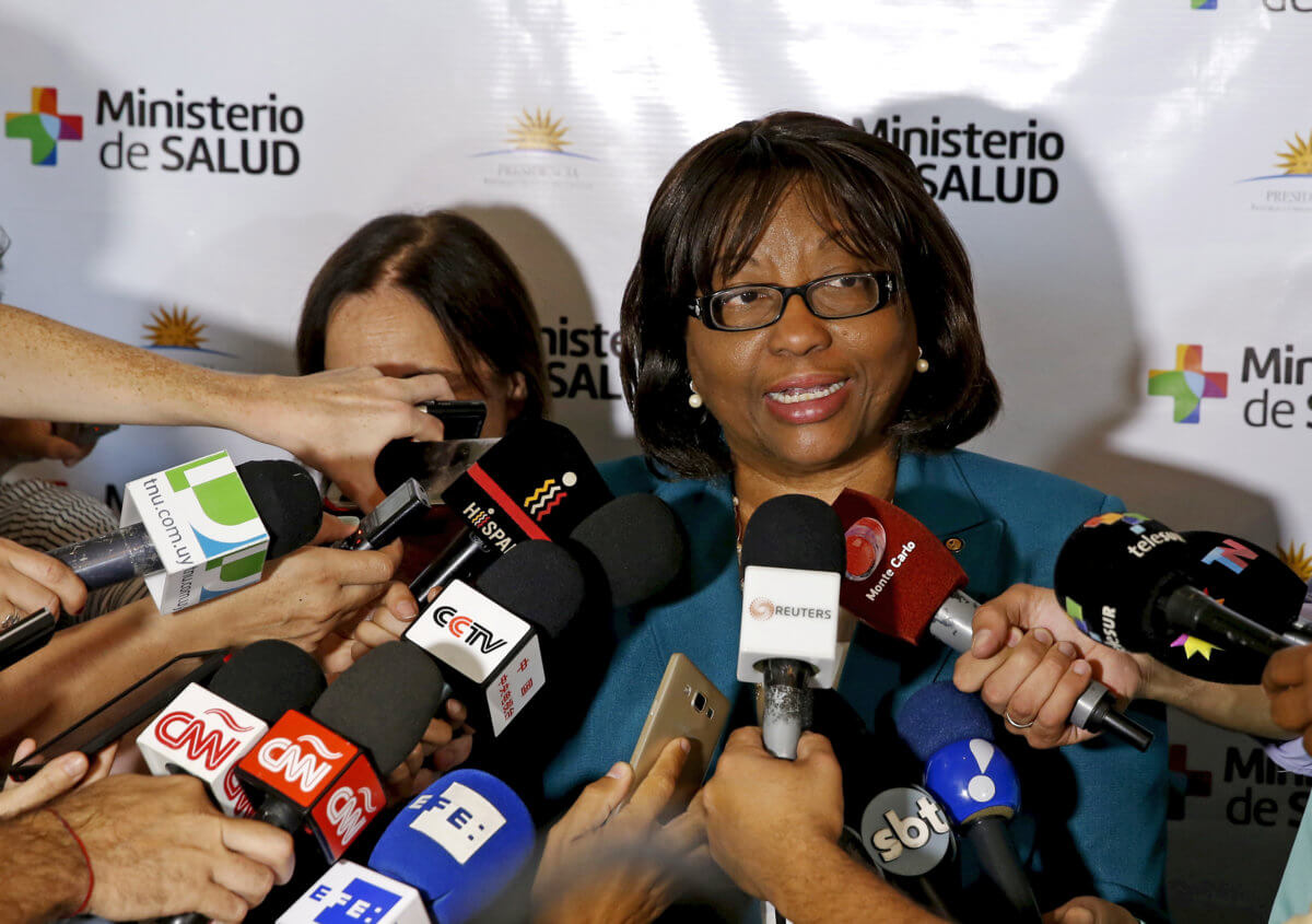 FILE PHOTO: Director of the Pan American Health Organization Etienne, makes declarations to the media during a meeting of Public Health ministers of the Mercosur trade block to discuss policies to deal with the Zika virus, in Montevideo