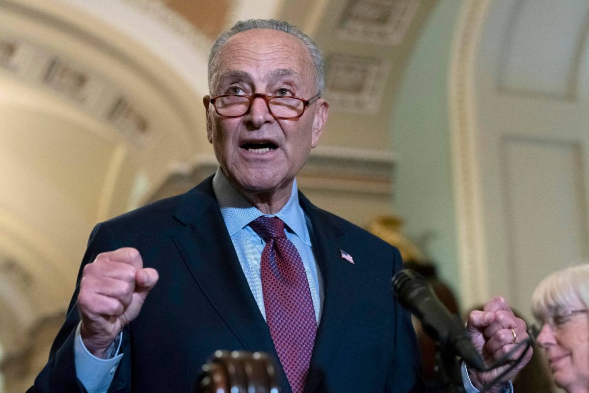 Senate Majority Leader Chuck Schumer, D-N.Y., speaks to reporters after the Democrats' policy luncheon, on Capitol Hill in Washington, Tuesday, July 20, 2021.