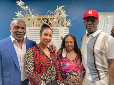From left, Mike Tyson, his wife KiKi Tyson, Flo Anthony and Michael Spinks.