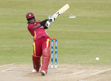 Deandra Dottin of West Indies in action against Australia during a ICC Women's World Twenty20 2009 Group A match in 2009.