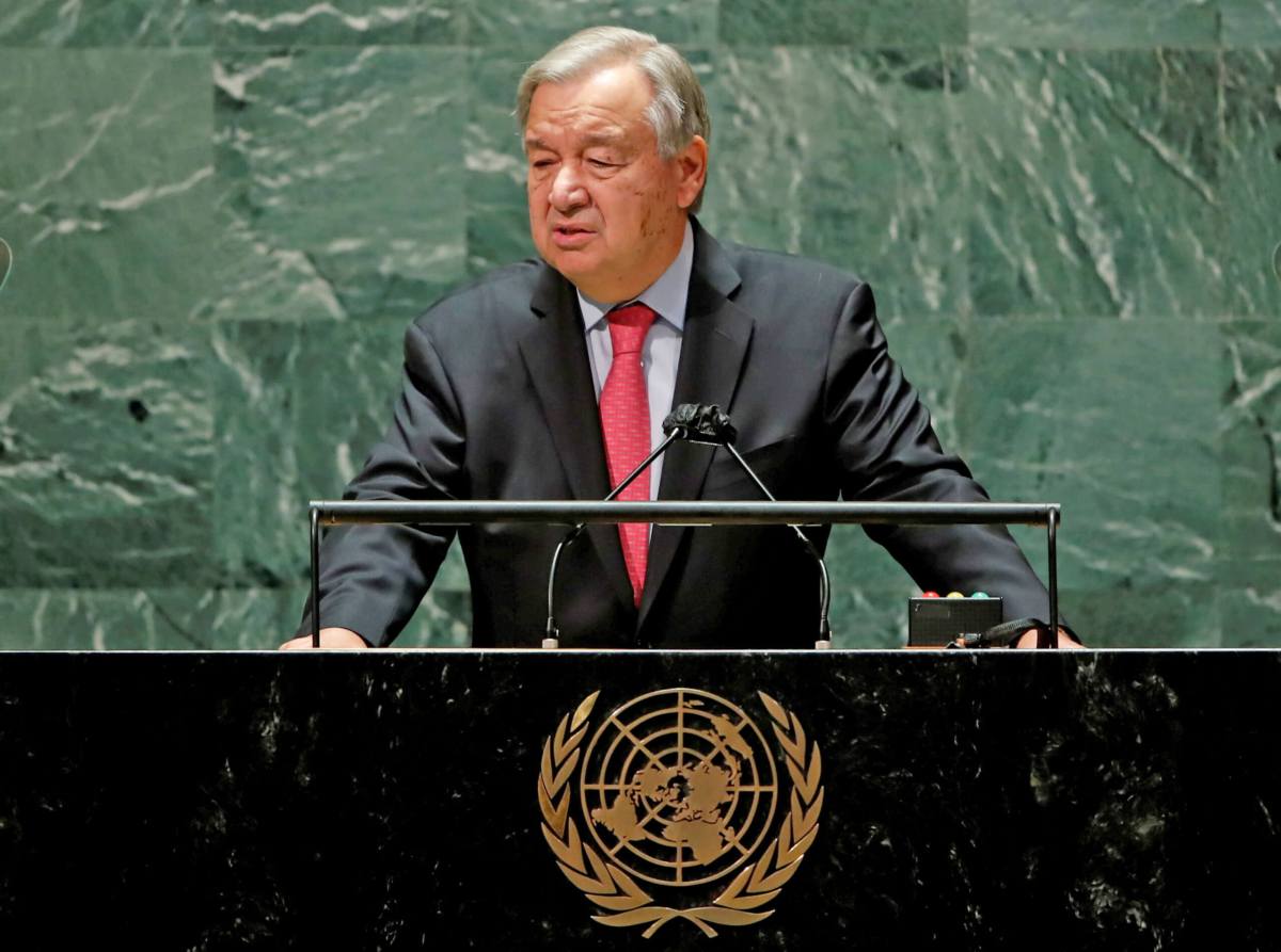 FILE PHOTO: United Nations Secretary-General Antonio Guterres addresses the 76th Session of the U.N. General Assembly in New York City