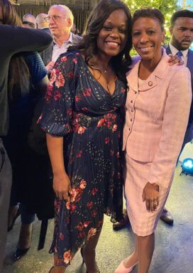 Brooklyn Democratic Party Chair Rodneyse Bichotte Hermelyn (left) and Councilmember Adrienne Adams