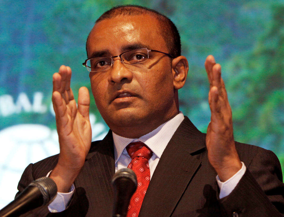 Guyana’s President Jagdeo speaks during the annual Business for the Environment summit in Seoul