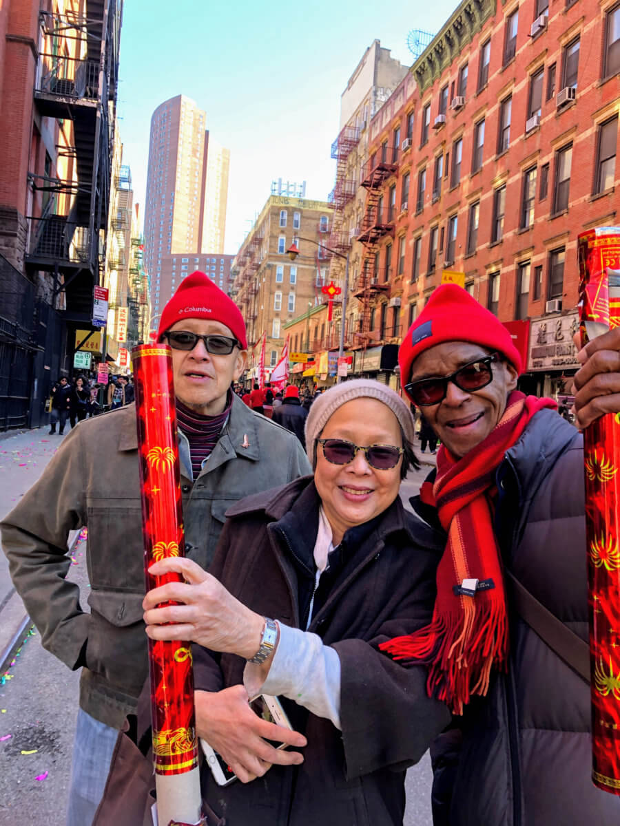 Tom, Pam and Everald in China Town 2019. Photo by Vinette K. Pryce