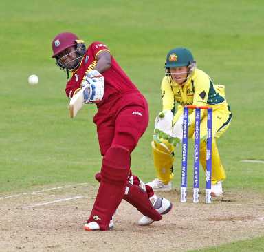 West Indies' Stafanie Taylor in action against Australia during the Women's Cricket World Cup at The Cooper Associates County Ground, Taunton, Britain, June 26, 2017.