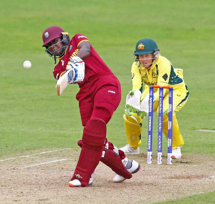 West Indies' Stafanie Taylor in action against Australia during the Women's Cricket World Cup at The Cooper Associates County Ground, Taunton, Britain, June 26, 2017.