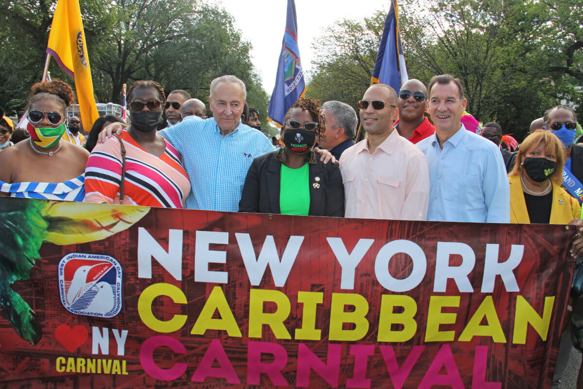 Politicians at start of Carnival March last Labor Day, 2021.