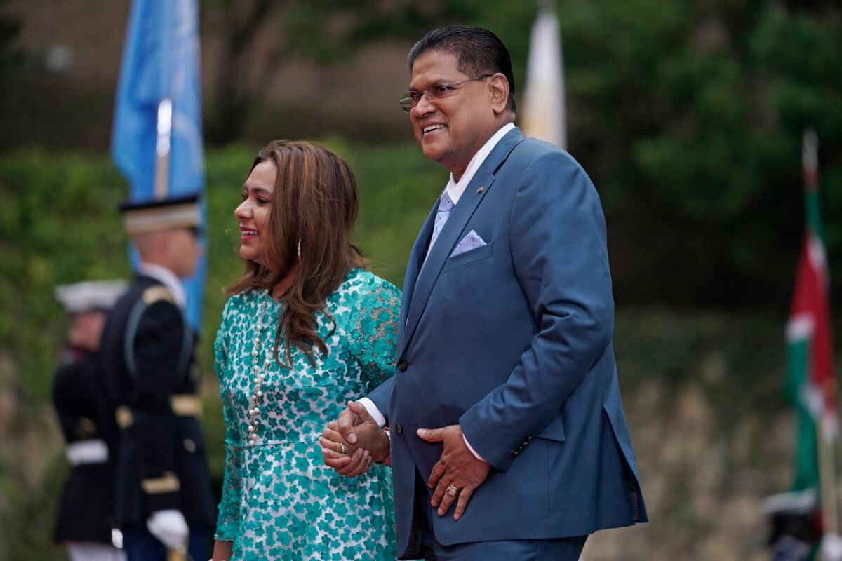 Suriname's President Chan Santokhi and First Lady Mellisa Santokhi-Seenacherry