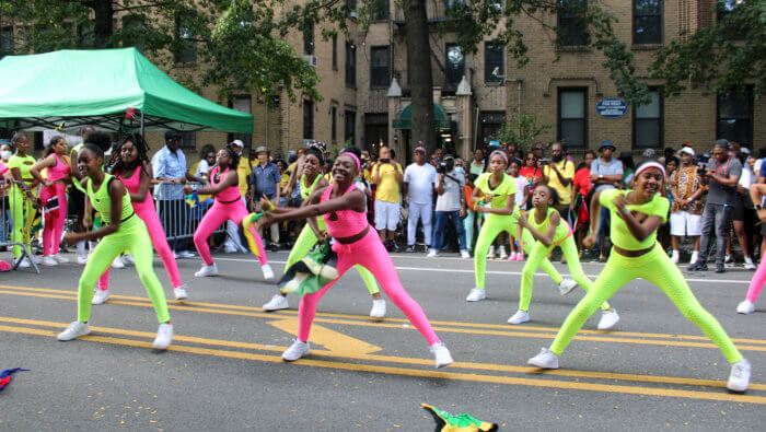 Medgar Evers High School dance troupe during an energetic choreography at the 10th Annual Carlos Lezama Archives & Caribbean Culture Center (CLACC-C) Children's Festival & Youth Pan Fest, Brooklyn. 
