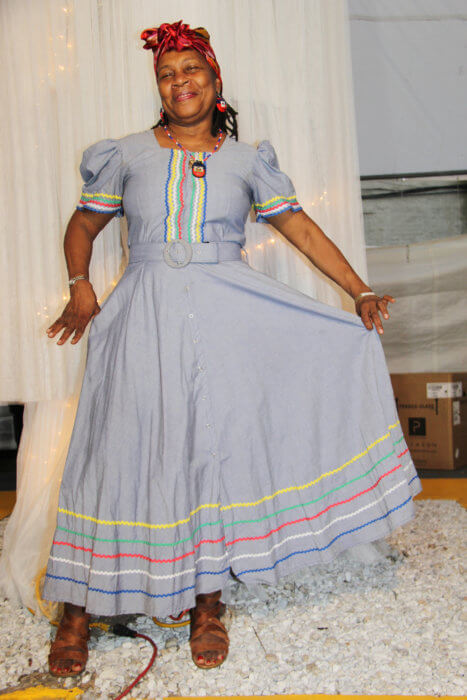 Jocelyn Gay portrays "Carballa Peasant Dress."