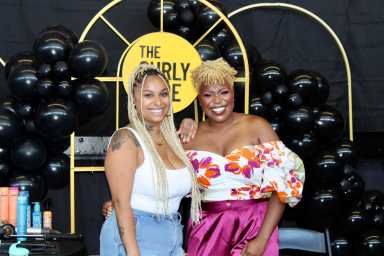 Cosmetologist and Amika Brand Educator, Jamie Brice, left, and Emmanuella Duroska, executive director of the Curly Code, at the recent Brooklyn Commons natural hair event.