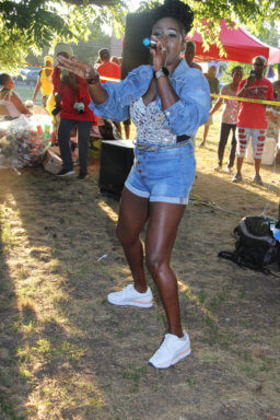 Fya Empress riles up picnic-goers at Canarsie Park, Brooklyn.